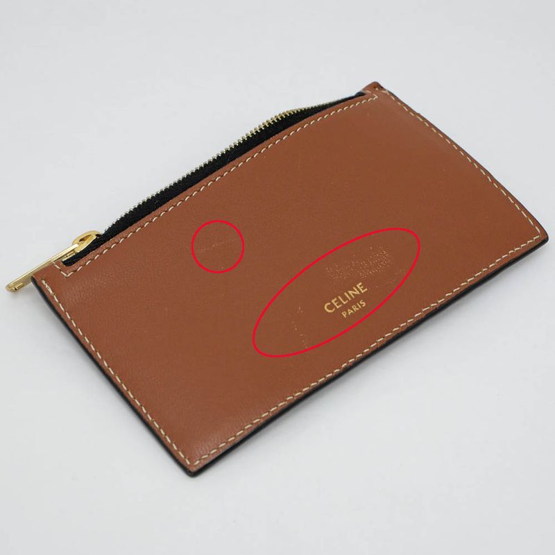Celine Triomphe Coin Case Holder Tan Gold Hardware Leather — view 9