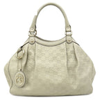 Gucci Handbag Sookie Leather White Champagne Gold Off GG Guccissima Tote with