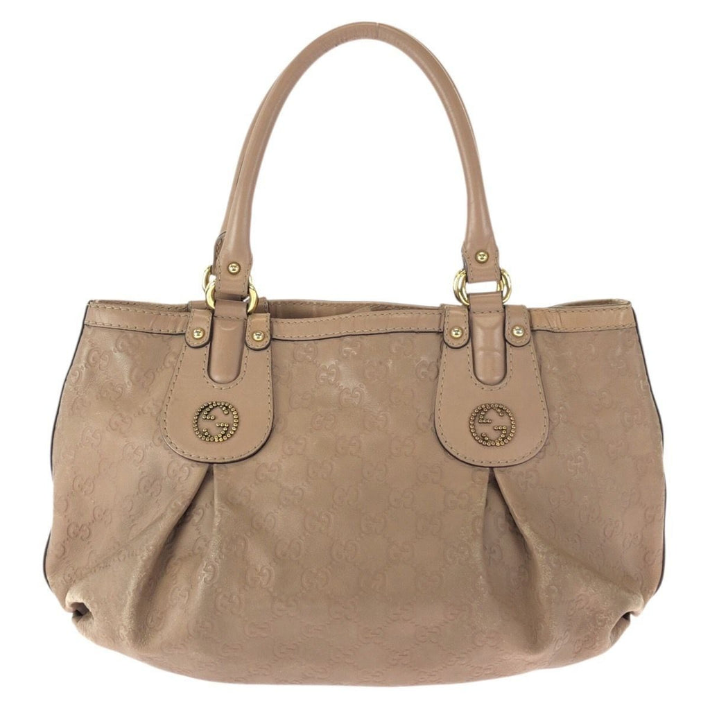 Gucci Scarlet Guccissima GG Pattern Salmon Pink Gold Leather Tote Shoulder Bag