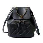 Chanel Quilted Caviar Leather Backpack CC Logo Black Business Affinity