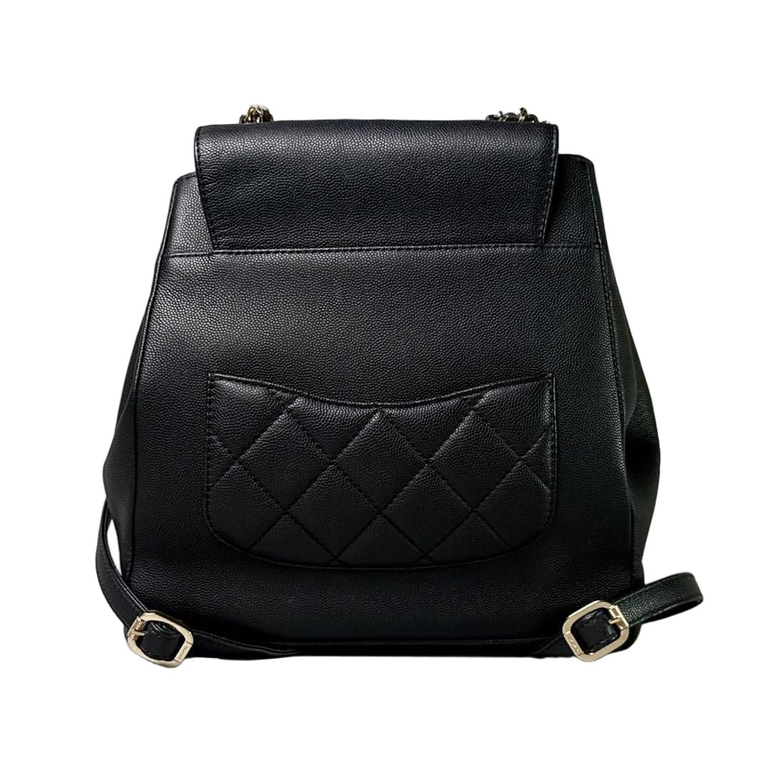 Chanel Quilted Caviar Leather Backpack CC Logo Black Business Affinity — view 2
