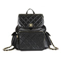 Chanel Mesh Backpack Black Gold Leather