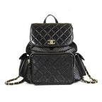 Chanel Mesh Backpack Black Gold Leather