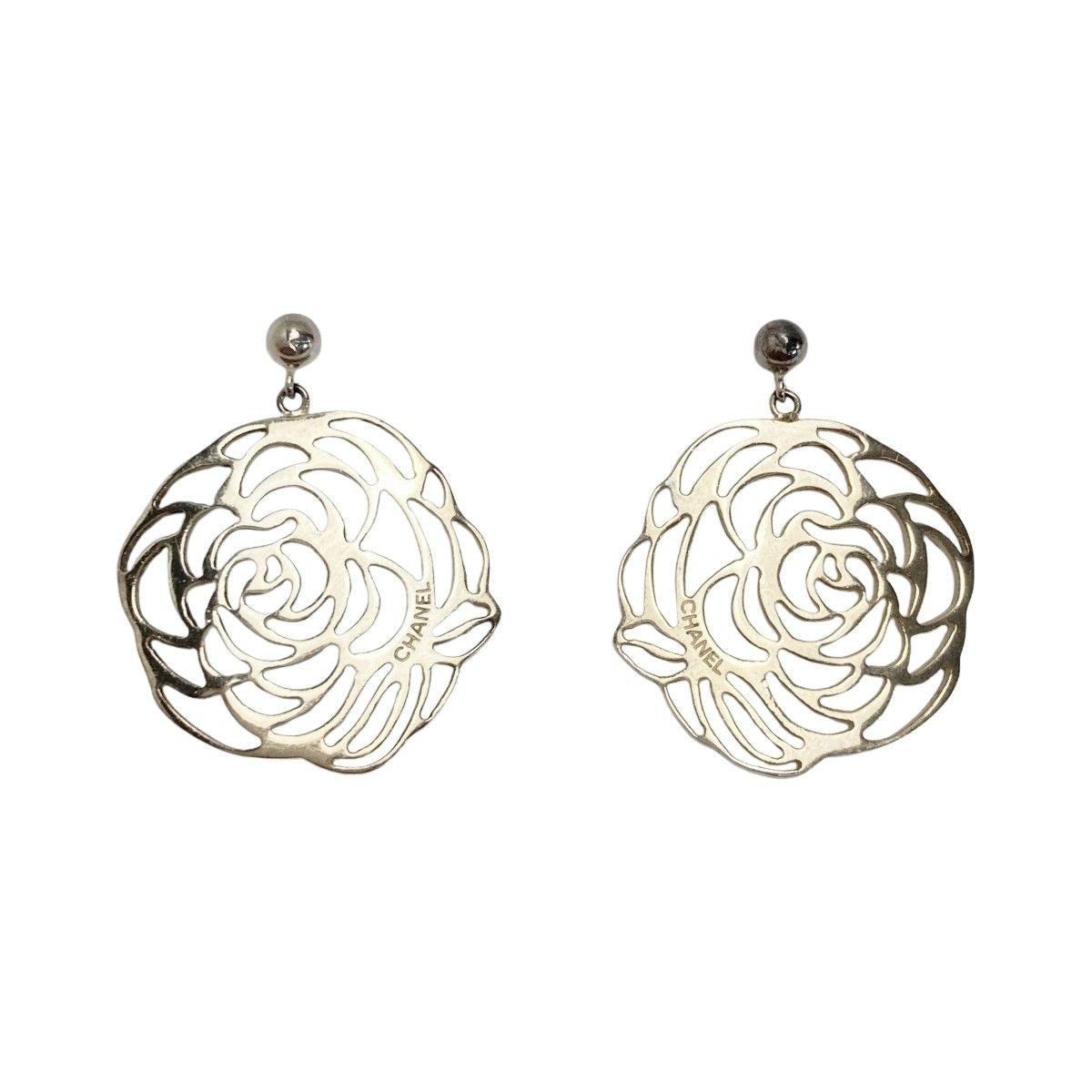 Chanel Camellia Earrings Silver SV 925 Box and Cloth Bag — view 2