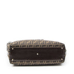 Fendi Large Zucca Shopping Tote Tongue Dark Brown Canvas Tan — view 6