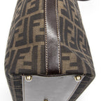 Fendi Large Zucca Shopping Tote Tongue Dark Brown Canvas Tan — view 8