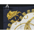 Hermes les Cavaliers D'or Carre 90 Silk Large Scarf Shawl Navy — view 3