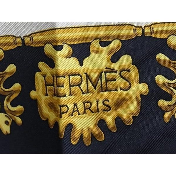 Hermes les Cavaliers D'or Carre 90 Silk Large Scarf Shawl Navy — view 6