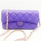 Chanel CC Timeless Caviar Flap Wallet Chain Purse Purple Bag — view 2