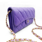 Chanel CC Timeless Caviar Flap Wallet Chain Purse Purple Bag — view 5