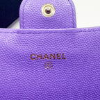Chanel CC Timeless Caviar Flap Wallet Chain Purse Purple Bag — view 7