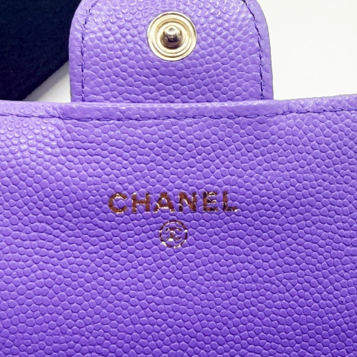 Chanel CC Timeless Caviar Flap Wallet Chain Purse Purple Bag — view 7