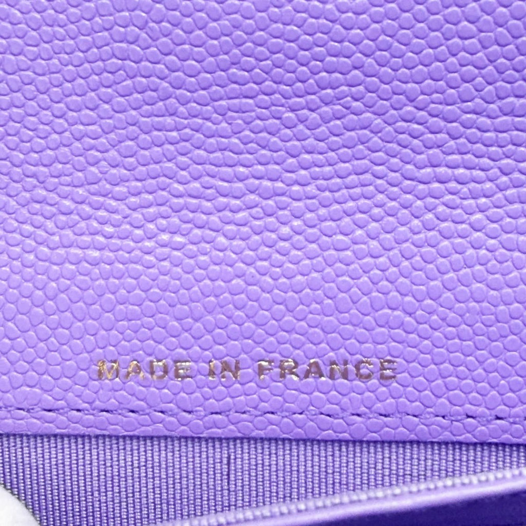 Chanel CC Timeless Caviar Flap Wallet Chain Purse Purple Bag — view 8