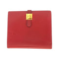 Hermes Saumur Red Gold Leather Compact Wallet