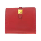 Hermes Saumur Red Gold Leather Compact Wallet