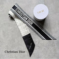 Christian Dior Mitzah Mini Scarf Twirly 100% Silk Logo Dots Polka White