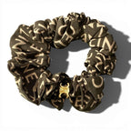 Celine B2 Logo Scrunchie Hair Triomphe Gold Green Silk — view 3