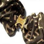 Celine B2 Logo Scrunchie Hair Triomphe Gold Green Silk — view 4