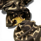 Celine B2 Logo Scrunchie Hair Triomphe Gold Green Silk — view 5