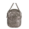 Chanel Quilted Chain Bag Metallic Silver Leather CC Logo Handbag