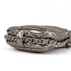 Chanel Quilted Chain Bag Metallic Silver Leather CC Logo Handbag — view 3