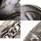 Chanel Quilted Chain Bag Metallic Silver Leather CC Logo Handbag — view 8