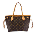Louis Vuitton Neverfull PM Monogram Leather Brown Beige Tote Gold