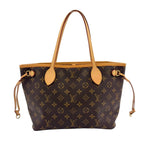 Louis Vuitton Neverfull PM Monogram Leather Brown Beige Tote Gold