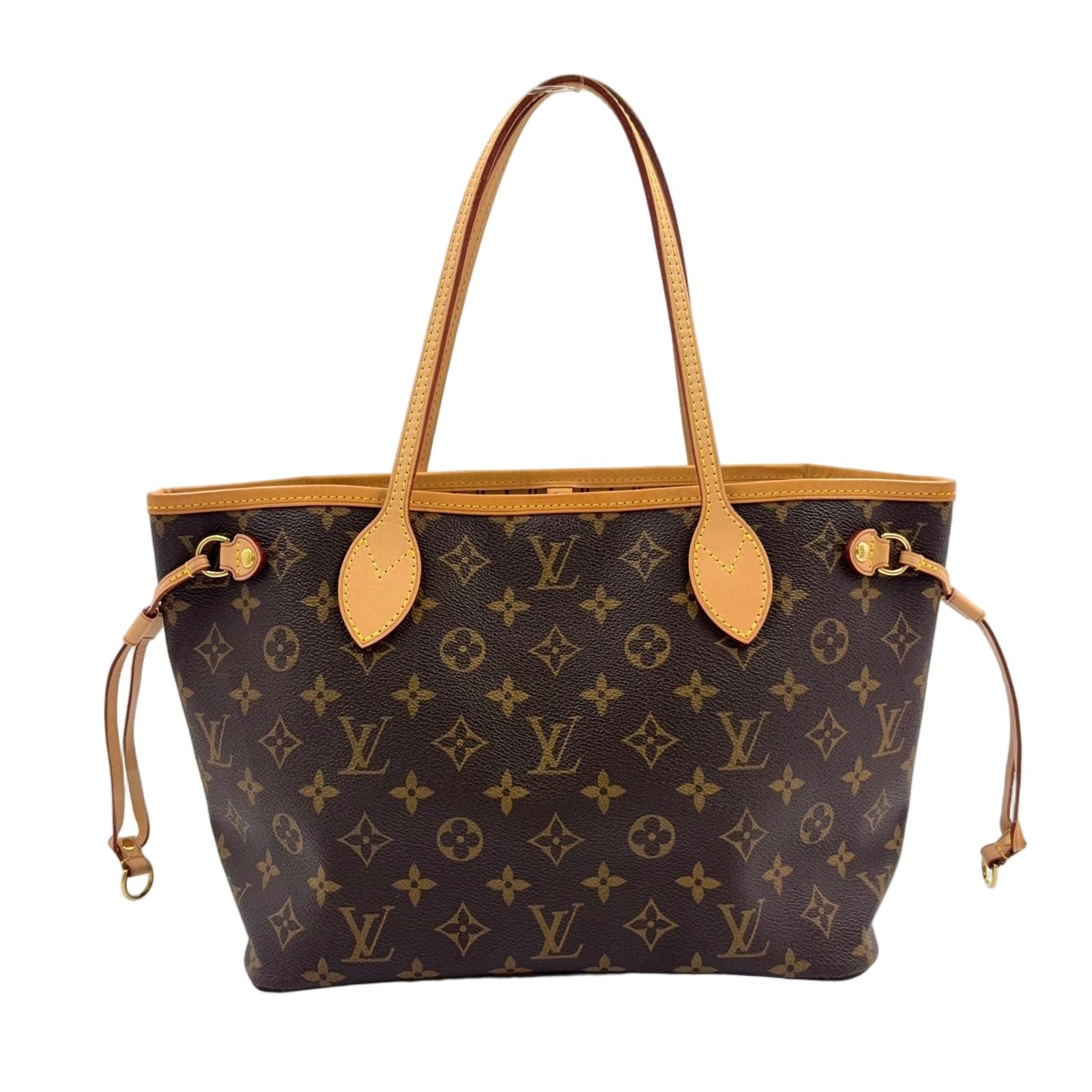 Louis Vuitton Neverfull PM Monogram Leather Brown Beige Tote Gold