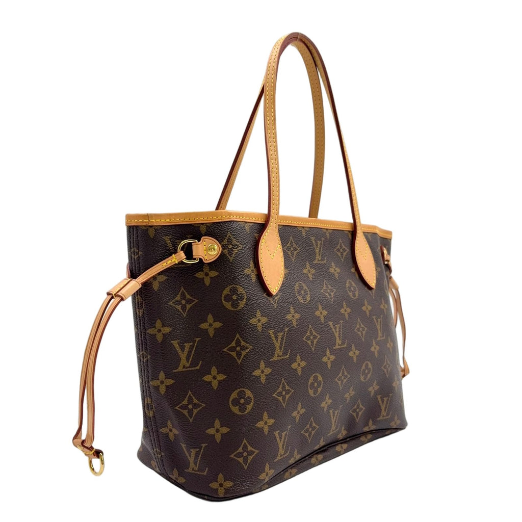 Louis Vuitton Neverfull PM Monogram Leather Brown Beige Tote Gold — view 2