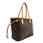 Louis Vuitton Neverfull PM Monogram Leather Brown Beige Tote Gold — view 2