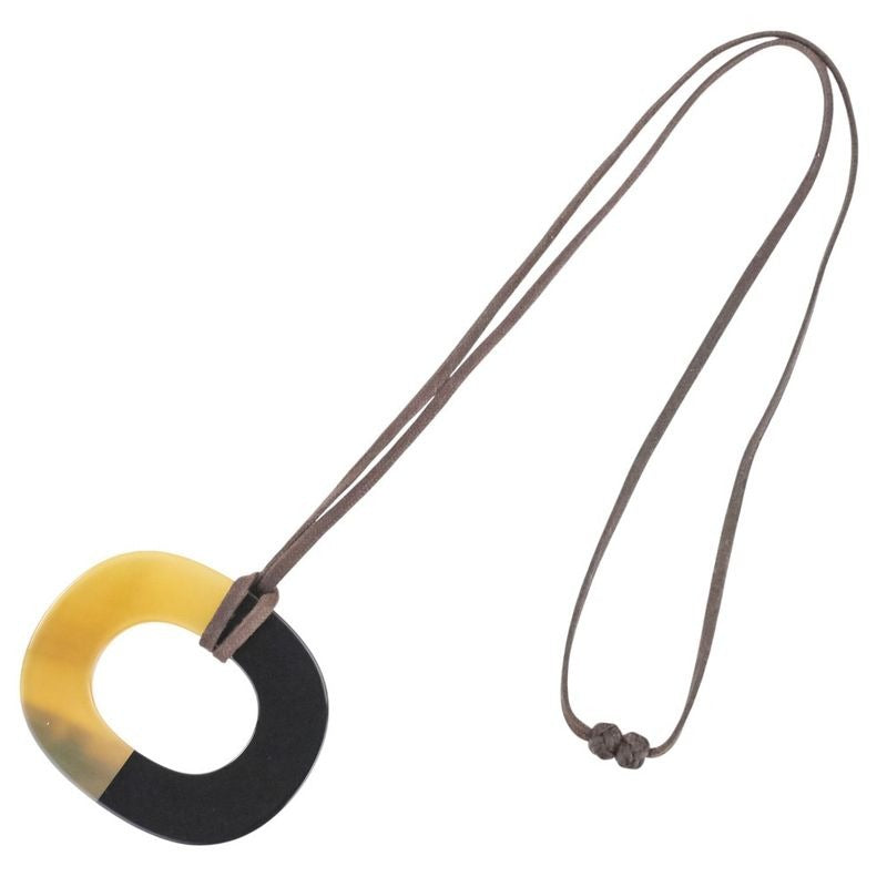 Hermes Buffalo Horn Ismu Lacquer Necklace Black — view 2