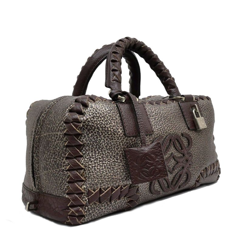 Loewe Amazona 28 Handbag Metallic Bronze Brown Silver Hardware Anagram — view 3