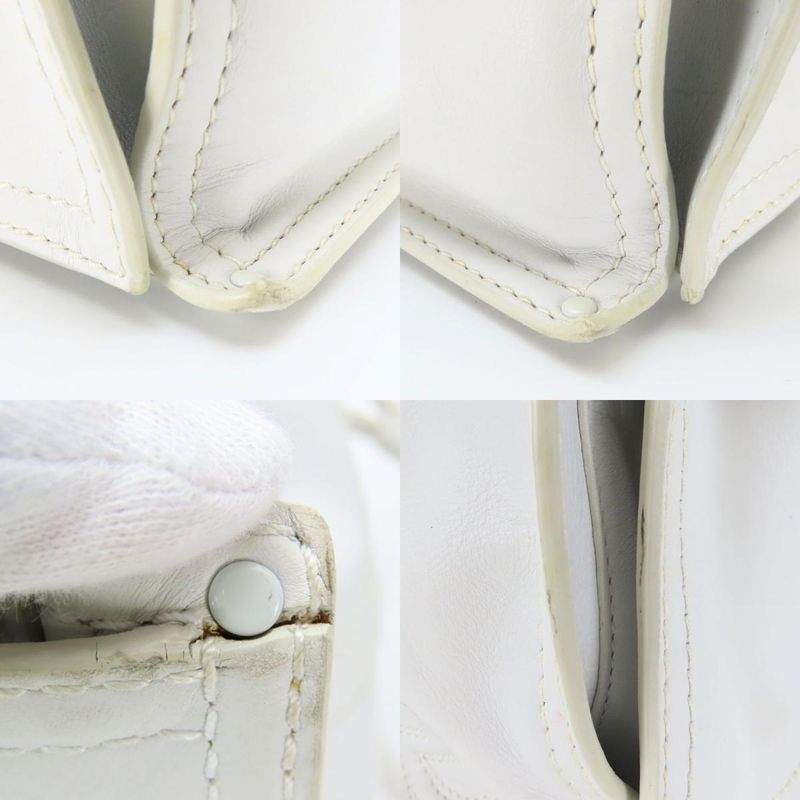 Loewe Tote Bag Crown Logo Stitch Leather Plastic White Studded Shopper — view 4