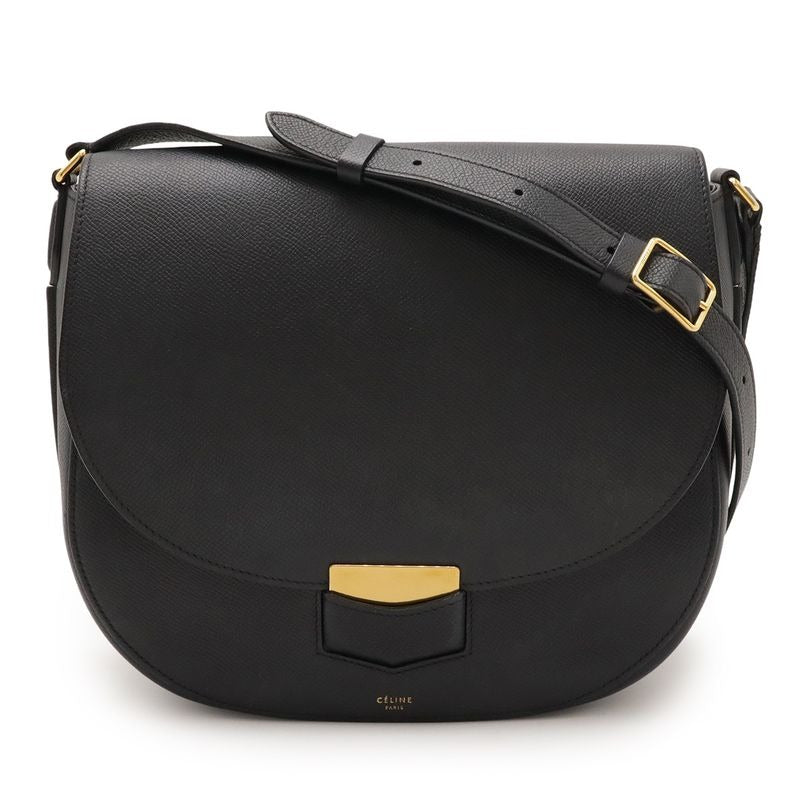 Celine Trotter-medium Shoulder Bag Crossbody Leather Black Gold Hardware — view 2