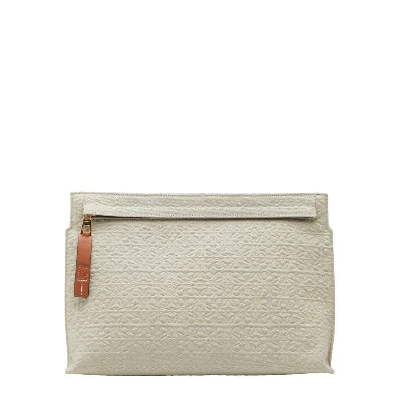 Loewe Repeat Anagram T Pouch Light Green Brown Canvas Leather — view 2