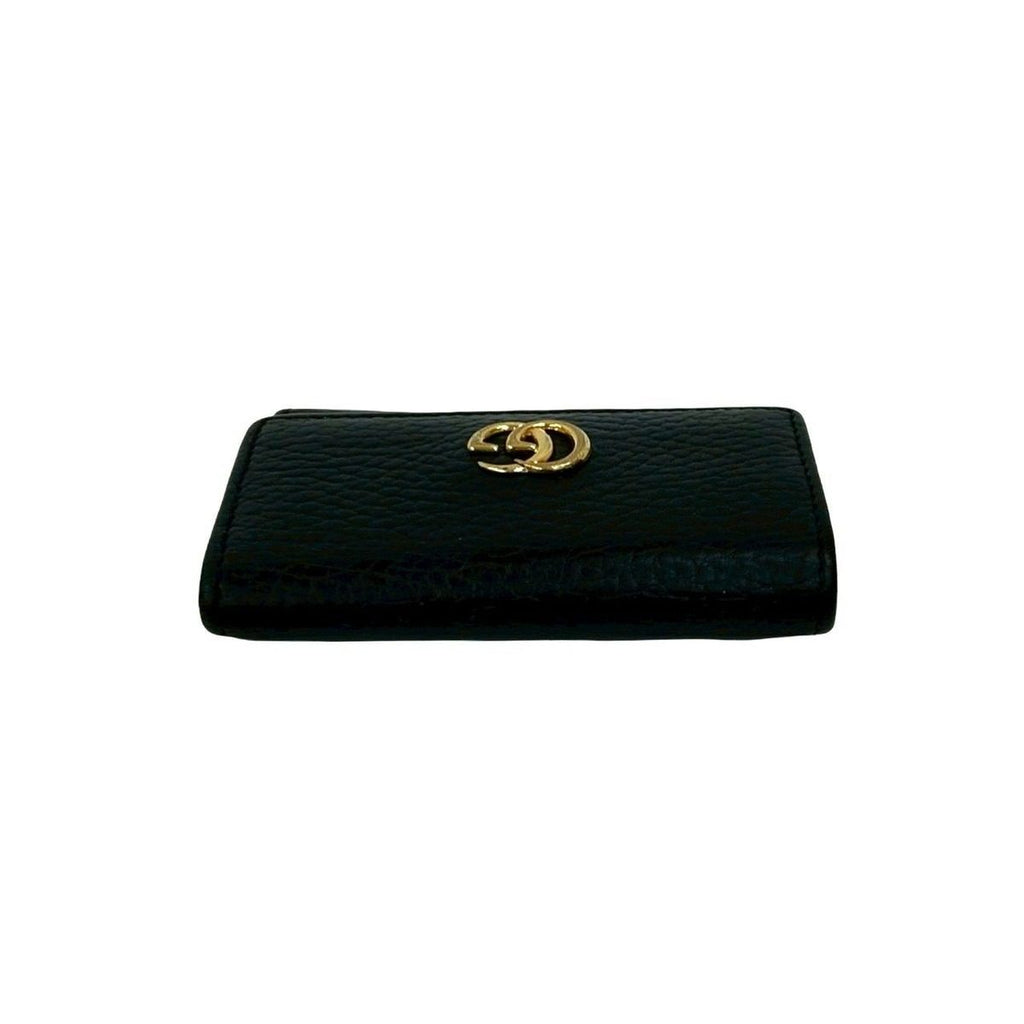 Gucci GG Marmont Logo Leather Trifold Key Case Key Cover Key Ring Black — view 3