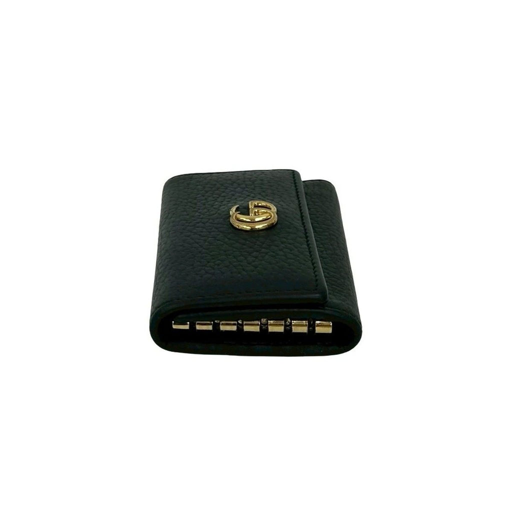 Gucci GG Marmont Logo Leather Trifold Key Case Key Cover Key Ring Black — view 4