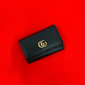 Gucci GG Marmont Logo Leather Trifold Key Case Key Cover Key Ring Black