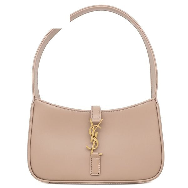 Saint Laurent Shoulder Bag Buckle Cassette Mini Leather Pink Beige Gold Le 5 A 7