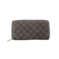 Louis Vuitton Zippy Wallet Zip Around Coin Purse Bill Brown Damier Checkered
