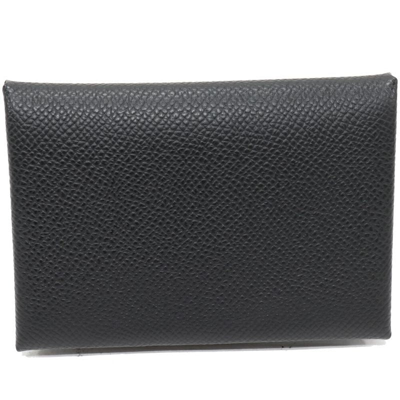 Hermes Coin Case Foldable Card Calvi Duo Epson Black Silver Hardware
