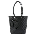 Chanel Cambon Line Tote Calfskin Enamel Black Silver