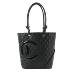 Chanel Cambon Line Tote Calfskin Enamel Black Silver
