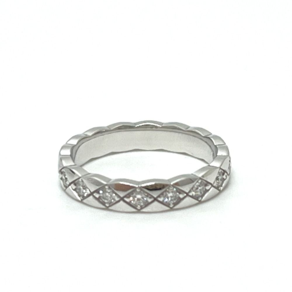 Chanel Ring Coco Crush Full Diamond 18K White Gold Silver