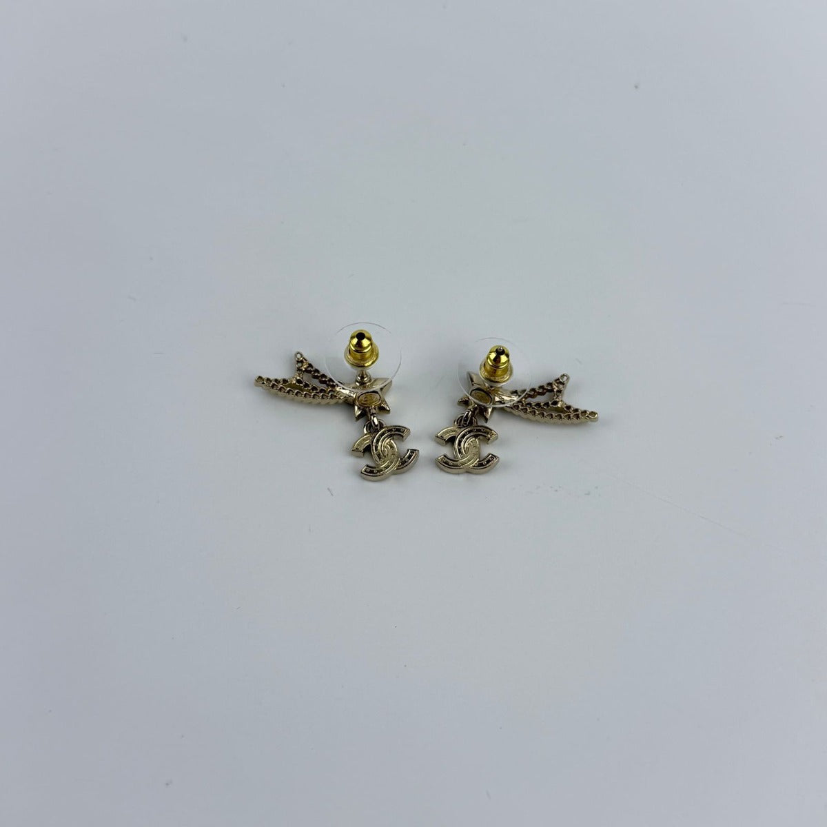 Chanel CC Logo Star Motif Earrings Gold Vintage — view 4