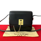Celine Vintage Logo Ring Hardware Calf Leather Shoulder Bag
