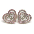 Chanel Heart Earrings CC Logo Rhinestone Gold Pink