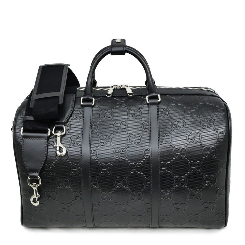 Gucci GG Embossed Boston Bag Black Leather 2-Way — view 2