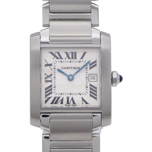 Cartier Tank Francaise MM Quartz Watch SS Silver